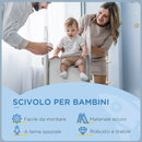 Scivolo per Bambini 18-36 Mesi 157x46.5x80 cm a Tema Spaziale con Scale Antiscivolo in PE e PP Grigio e Bianco   