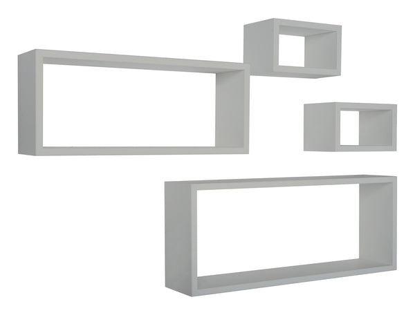 sconto Ensemble de 3 étagères cubiques murales carrées et rectangulaires en panneaux de fibres de bois gris pierre Merlin