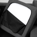 Divano 3 Posti con Poggiapiedi e Cuscini in Tessuto di Lino Grigio Scuro 194x80x86 cm 