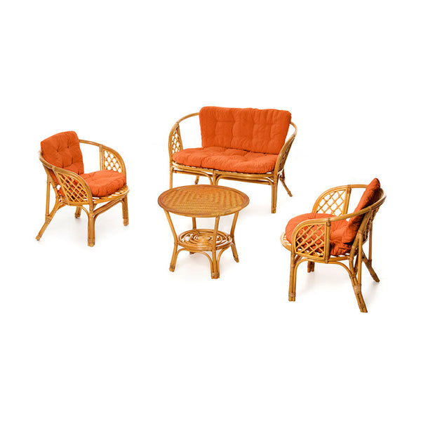 Ensemble Salon de Jardin en Rotin Canapé 2 Places Table et 2 Fauteuils Taddei Bahamas Marron online