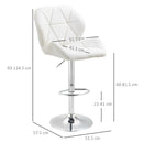 Set 2 Sgabelli da Bar 51,5x57,5x93-114,5 cm in Similpelle Bianche