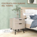 Set 2 Comodini Stile Nordico 40x40x50 cm con Cassetti in Legno Rovere  
