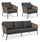 Salon de Jardin Canapé 2 Fauteuils avec Coussins Maribela Anthracite