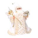 Puntale tessuto Babbo Natale bianco e oro cm Ø22xh30