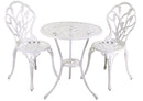Set Tavolo e 2 Sedie da Giardino in Alluminio Parma Bianco