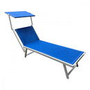 Lettino Prendisole alluminio 180x60x40 cm con parasole Luxurious Beach Blu