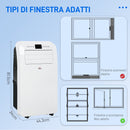 Condizionatore Portatile con Timer 44,3x34x81,5 cm 3 Modalità e 3 Velocità in Plastica ABS Bianco
