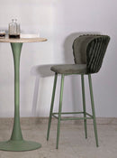 Sgabello Bar Alaska B Verde Set 2 Pz 55x58x106 cm in Compensato e Spugna e Ferro e Poliestere Verde      
