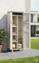 Armadio Portascope da Esterno 4 Ripiani 65x45x182H cm in Plastica Keter Excellence Beige/Tortora