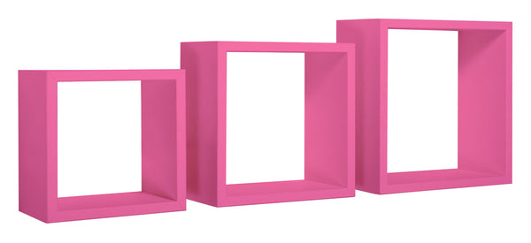 prezzo Set 3 Mensole da Parete Cubo in Fibra di Legno Incubo Fuxia