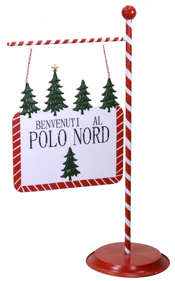 prezzo Panneau Bienvenue au Pôle Nord avec poteau de jardin en métal 42x130x80 cm