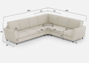 Divano Angolare 6 Posti 288x248x85 cm Yasel in Tessuto Latte