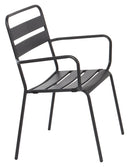 Set 4 Sedie da Giardino 57x50x86 cm in Acciaio Verniciato Grigio