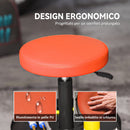 Sgabello da Officina con Ruote 38x38x38-50 cm ad Altezza Regolabile in Acciaio e Finta Pelle Arancione      