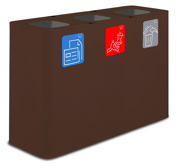 prezzo Pattumiera Sistema di Raccolta Rifiuti 115x38xh80 cm in Acciaio 3 Scomparti Marrone