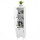 Mobile da Bagno a Colonna 35x31,5x144 cm con 2 Ante e Ripiani in Legno Bianco  