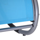Sedia a Dondolo da Giardino Impermeabile in Alluminio Blu 120x61x88 cm 