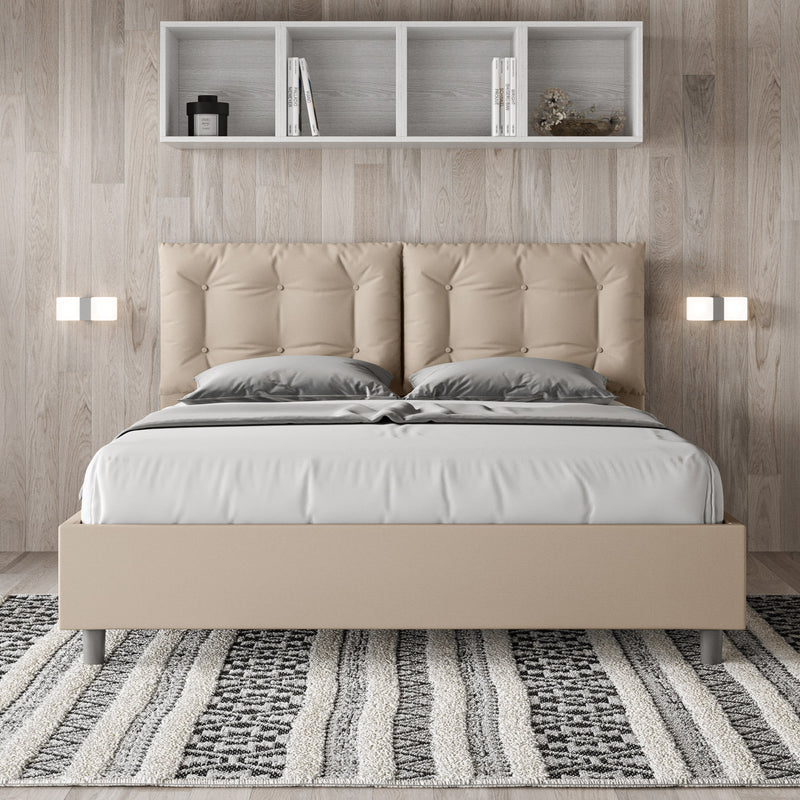 Letto Matrimoniale con Alzata Comoda Imbottito in Similpelle Annalisa Tortora Varie Misure