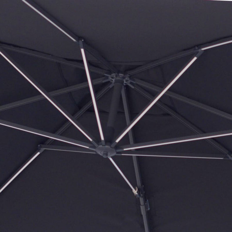 Ombrellone da Giardino Decentrato 3x3m in Alluminio con LED Florida Nero