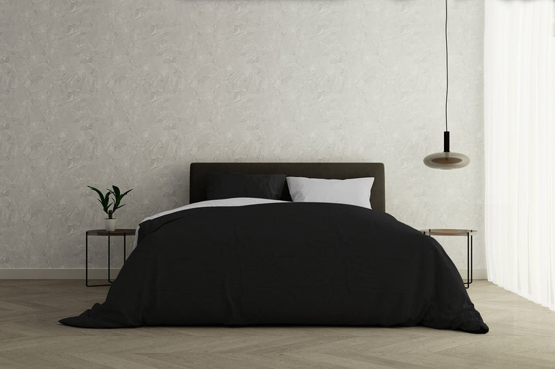 Copripiumino con Sacco e Federe Doubleface Nero\/Grigio Chiaro