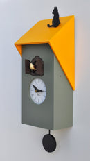 Orologio a Cucù da Parete 17x37x12 cm con Gatto Pirondini Italia Vicenza Grigio Cemento