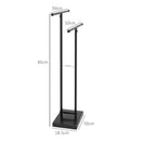 Piantana Portasciugamani da Bagno da Terra Autoportante 2 Bracci in Metallo 50x18,5x85 cm Nero