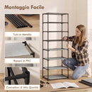 Scarpiera 7 Ripiani 60x30x126 cm con Copertura TNT in Acciaio Grigio      