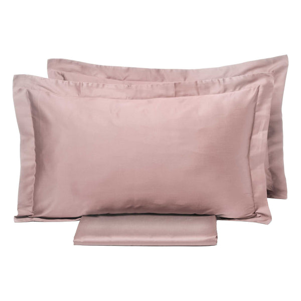 online Housse de couette double avec sac et taies d'oreiller couleur unie Garrini Clarice Pink