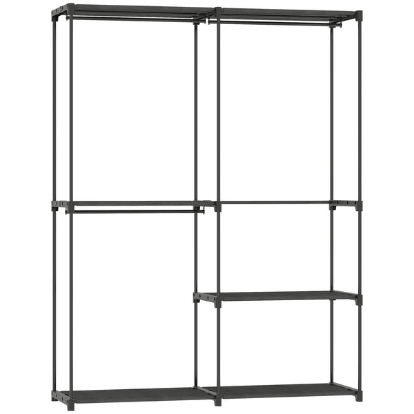 prezzo Armadio Guardaroba con 2 Aste e 4 Ripiani 142x43x185 cm in Tessuto Plastica e Acciaio Nero