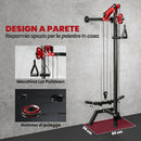 Cable Station 85x68x210 cm Macchina a Carrucole Regolabili a 16 Posizioni con Montaggio a Parete Nero      