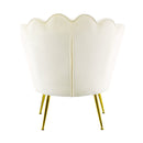 Poltrona Imbottita Schienale a Conchiglia in Velluto Piedi Oro Beige
