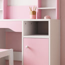 Set Toeletta Trucco Bambina 2 in 1 90x41x104 cm con Sgabello Specchio Luci a 2 Colori Cassetto e Ripiani in MDF Rosa      