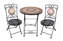Set Tavolino e 2 Sedie Pieghevoli da Giardino  con Mosaico Multicolore