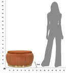 Puff Contenitore Paris Ø72x43 cm in Legno Spugna e Poliestere Arancione e Oro