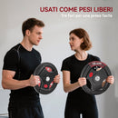 Set di Dischi Pesi 20 kg con Foro da 5 cm e 3 Impugnature in Acciaio con Rivestimento in Plastica Nero      