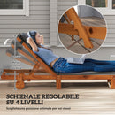 Lettino Prendisole 84x200x101 cm Schienale Regolabile su 4 Posizioni in Legno e Textilene Nero  