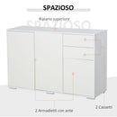 Mobile Multiuso 117x36x74 cm 2 Cassetti 3 ante  Bianco