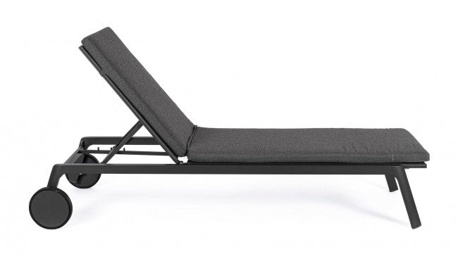 Set 2 Lettini Prendisole da Giardino 70x204x101h cm con Cuscini e Ruote Jalisco Antracite 