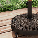 Base per Ombrellone Rotonda Ø52x41 cm 4 Ruote con Freni in Acciaio e Resina Bronzo e Nero   