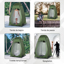 Tenda da Doccia Pop Up Impermeabile 126x124x189 cm con Porta a Cerniera Verde Scuro   