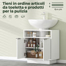 Mobile Sotto Lavabo Bagno 60x33x63 cm Ante Design Canettato in MDF Bianco