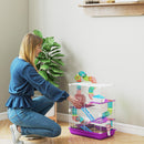 Gabbia per Criceti a 5 Livelli 46x30x58 cm con Tubi Ruota Scale Casetta e Bottiglia in PP e PS Viola      