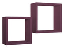 Set 2 Mensole Cubo da Parete Quadrato in Fibra di Legno Ginevra Viola Melanzana