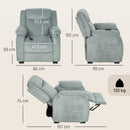 Poltrona Reclinabile Elettrica 86x90x102 cm con Poggiapiedi Braccioli Larghi Telecomando e USB in Tessuto Effetto Lino Verde      