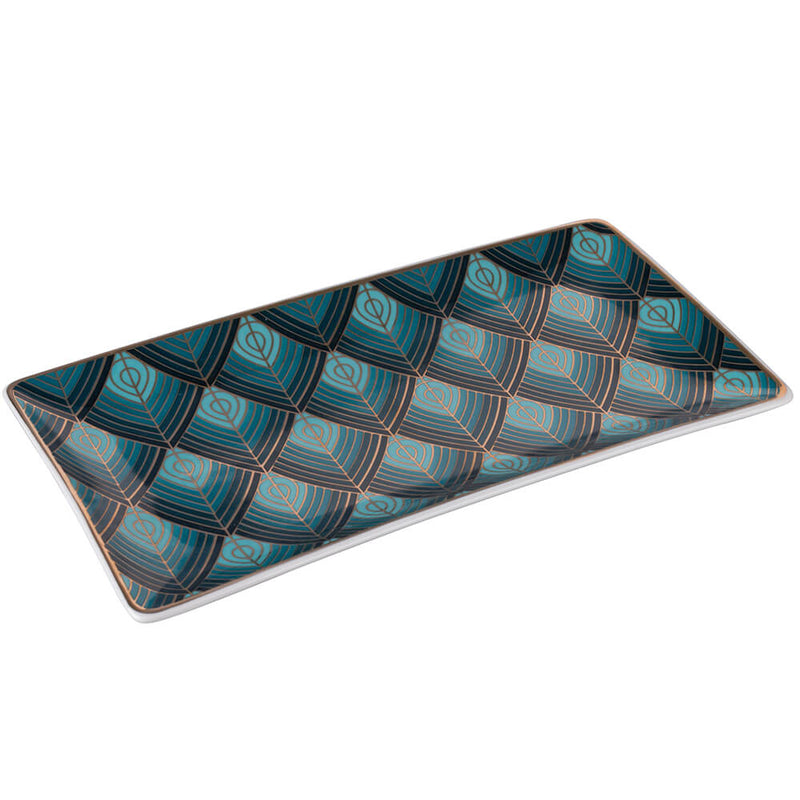 Set 3 Vassoi 24,5x13x2 cm  in Ceramica VdE Tivoli 1996 Vetiver Ottanio Nero e Oro