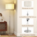 Lampada da Terra Ø40x133-168 cm con Telecomando e Luminosità Regolabile 3000K-6000K con Paralume in Tessuto Argento      