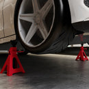 Set 2 Cavalletti Auto 3 Tonnellate di Capacità Altezza 29-42,5 cm Acciaio al Carbonio e Ghisa Rosso  
