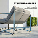 Set 4 Pezzi Salotto da Giardino con Divano 2 Posti e 2 Poltrone con Cuscini in Metallo e Texteline Grigio Chiaro      