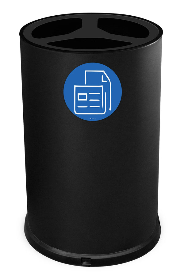 Pattumiera Per Raccolta Differenziata Ø45xh72 cm In Acciaio Verniciato 3 Scomparti Nero sconto