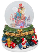 Ampolla Natalizia a Batteria 20x20x22 cm in Resina con Bambini Musica e Luci